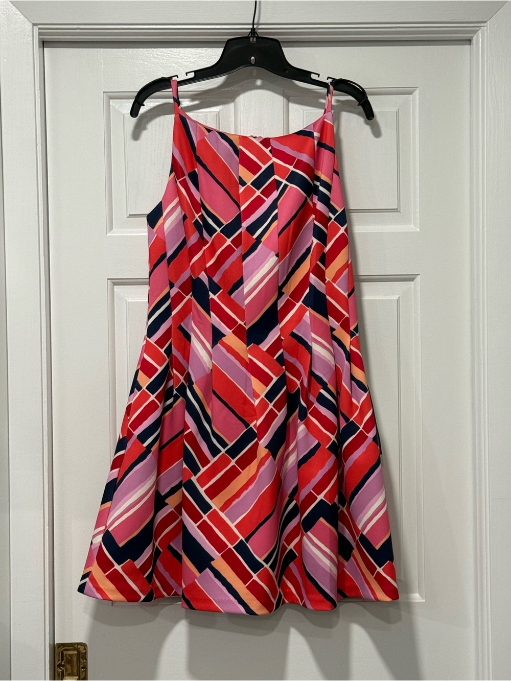 Vince Camuto Multi-Color Geometric Spaghetti-Strap Midi Dress
